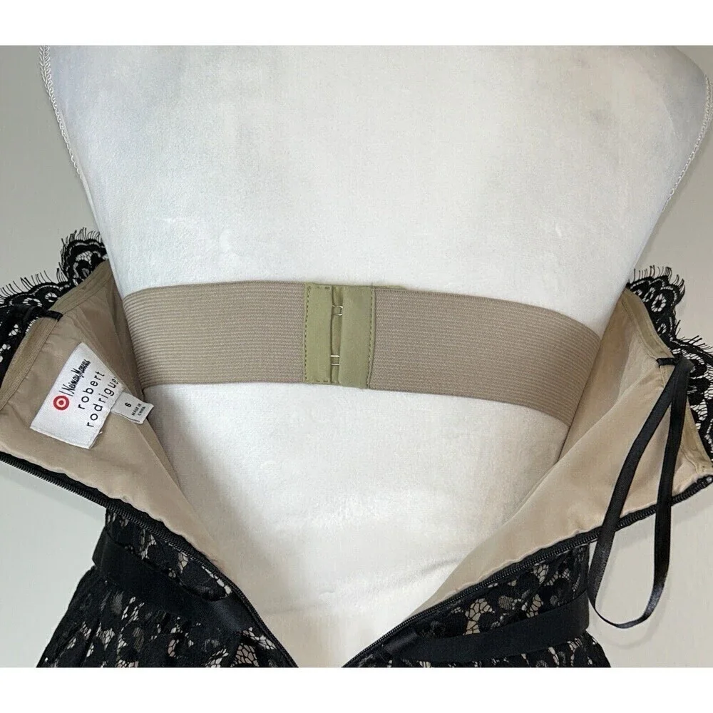 Robert Rodriguez Neiman Marcus Target Black Lace Strapless Cocktail Dress Size 6 - Picture 13 of 14